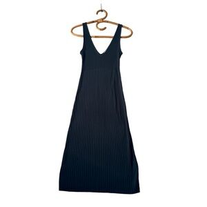 Aritzia | Babaton | Dark Teal Ribbed Knit V-Neck Midi‎ Dress Size XS